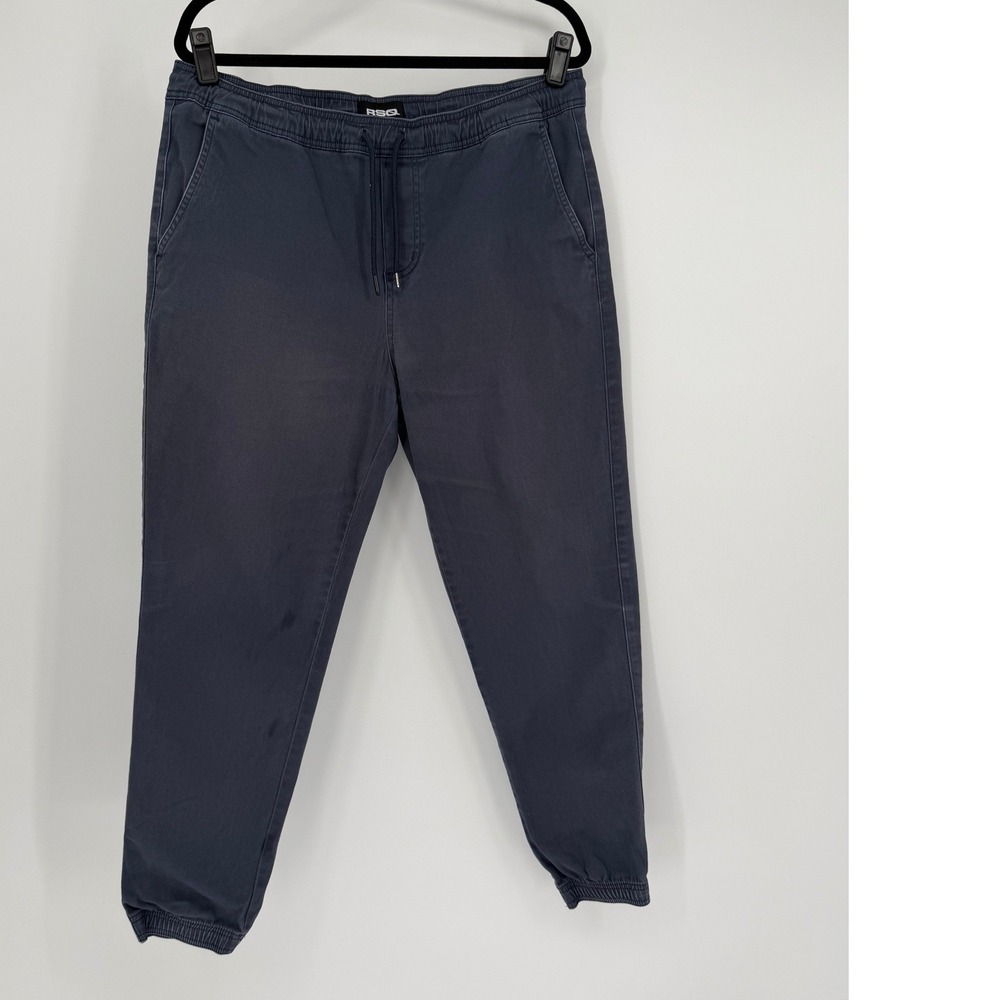 RSQ Mens Jogger Pants XL Navy Blue Stretch Cotton Twill Elastic Waist Casual
